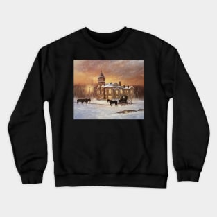 Church In The Snow Oil on Canvas Crewneck Sweatshirt